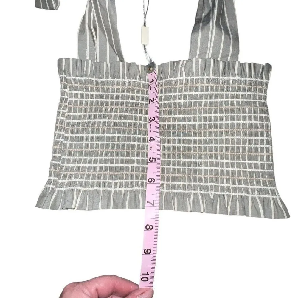 NEW Petersyn x Revolve Nola Striped Sonma Gray‎ Tank Top Women Size XS Smocked Gray - Image 6