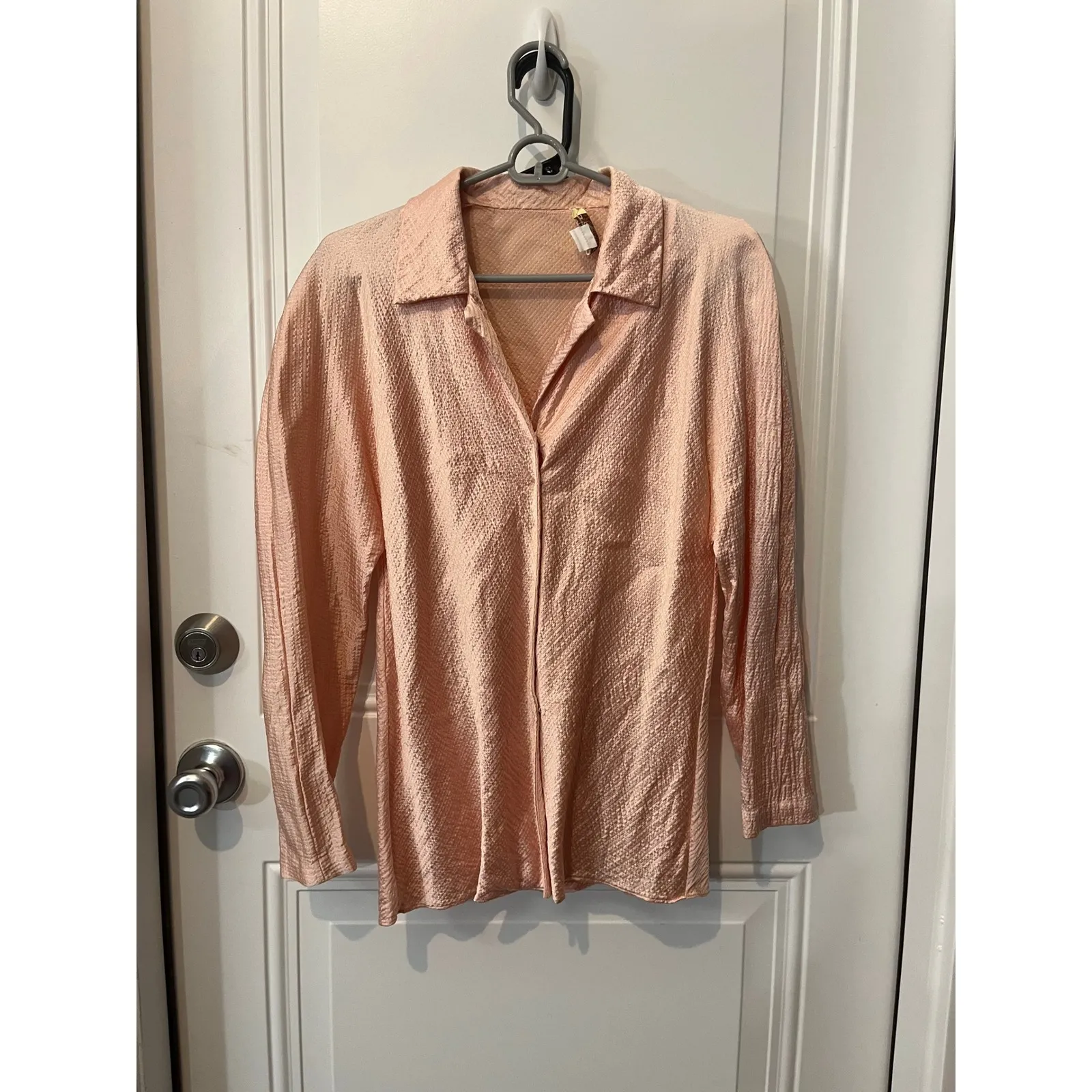 Vintage Oscar De La Renta Union Made Pink Blush Shimmer Blouse Womens Size 10 - Image 11