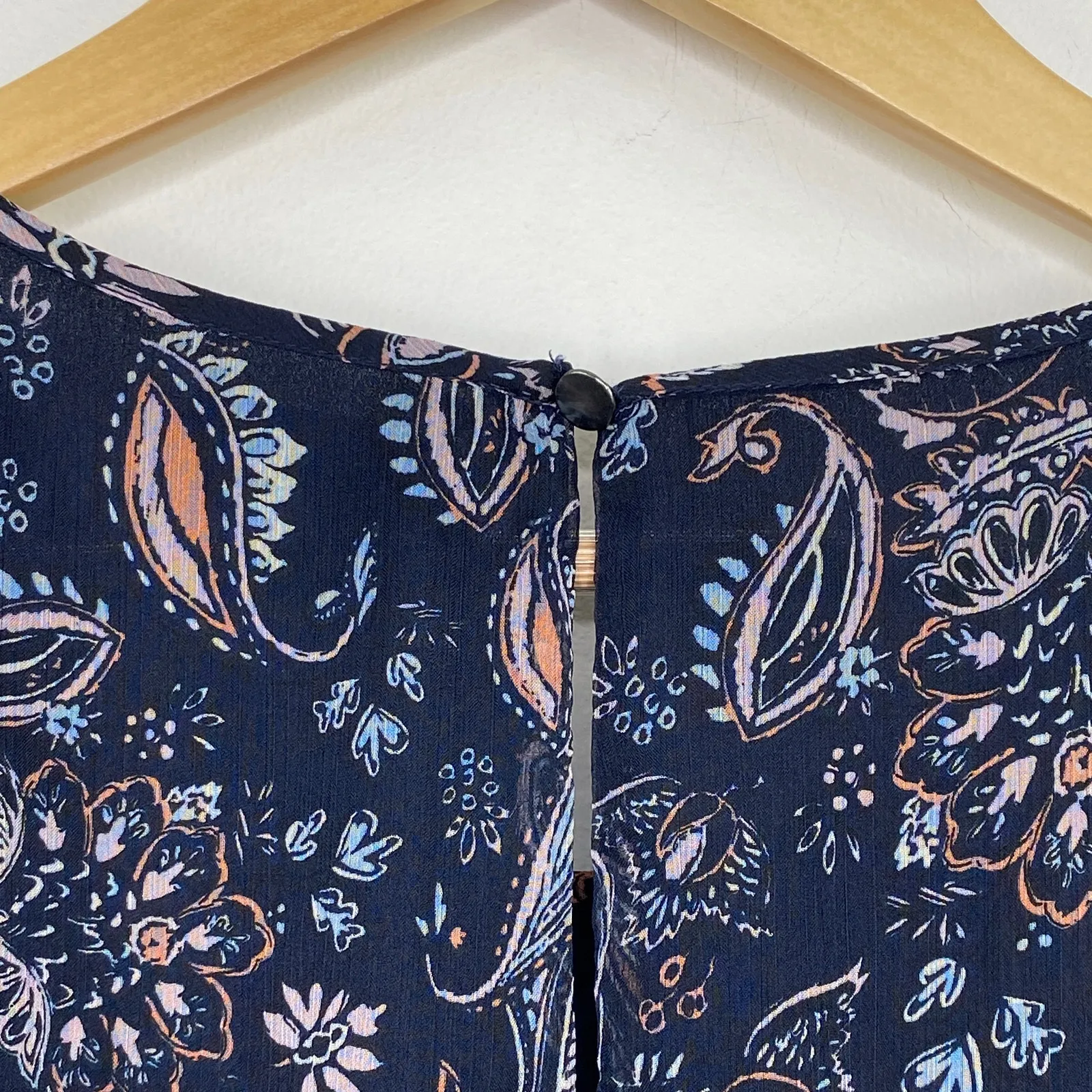 1. State Blue Paisley‎ Print Ruffle Long Sleeve Midi Dress Sheer Boho Women 4 - Image 8