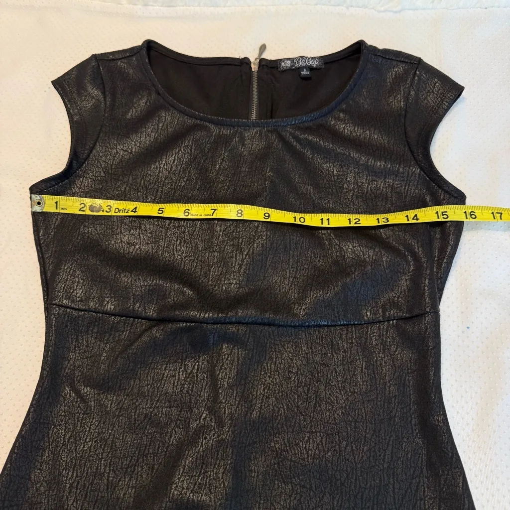 Y2K Bebop LBD Moto Faux Leather Look Junior Size Small Black Bodycon - Image 9