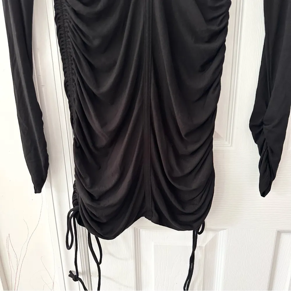 Michael Costello X Revolve Shirred Side Tie Bodycon Mini Dress in Black Medium - Image 10