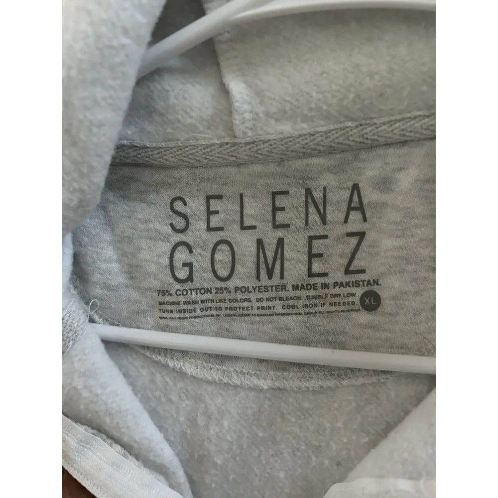 Selena Gomez Grey Zip Up Hoodie Size XL Floral Graphic Soft Comfortable Cute - Image 8