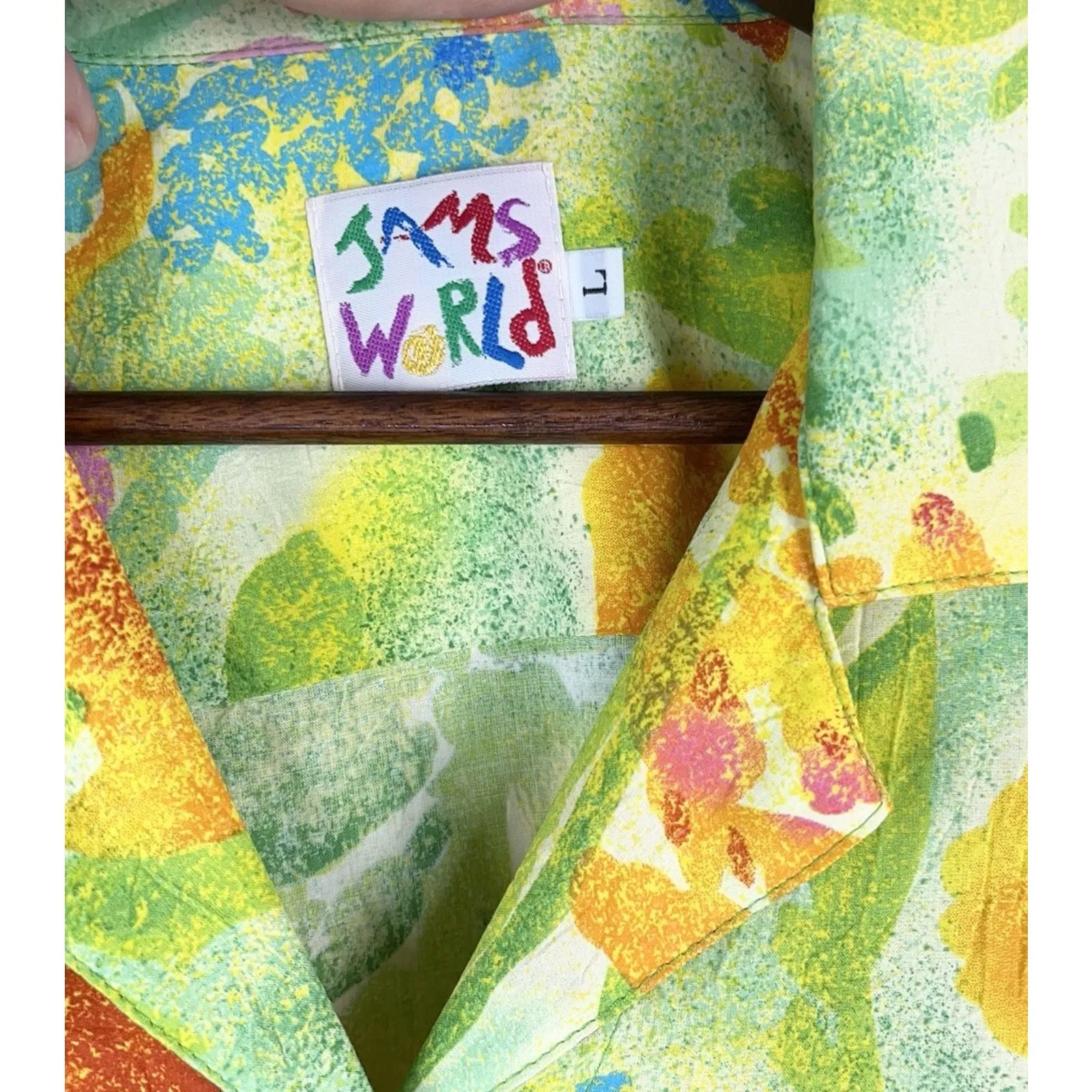 Jams World Summer Garden Floral Hawaiian Shirt Women’s L 100% Rayon - Image 4