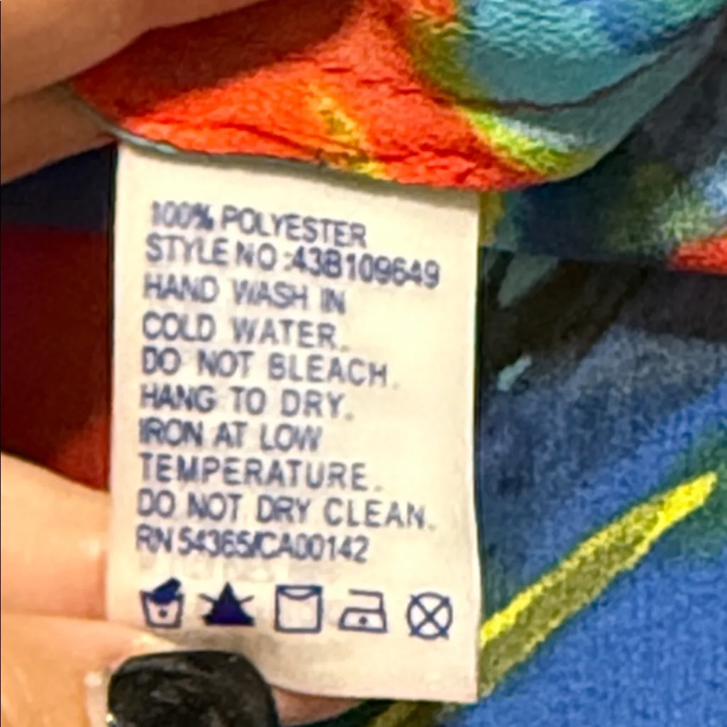 PETER NYGARD women's large multicolor roll sleeve tunic red beaded sheer light - Image 11