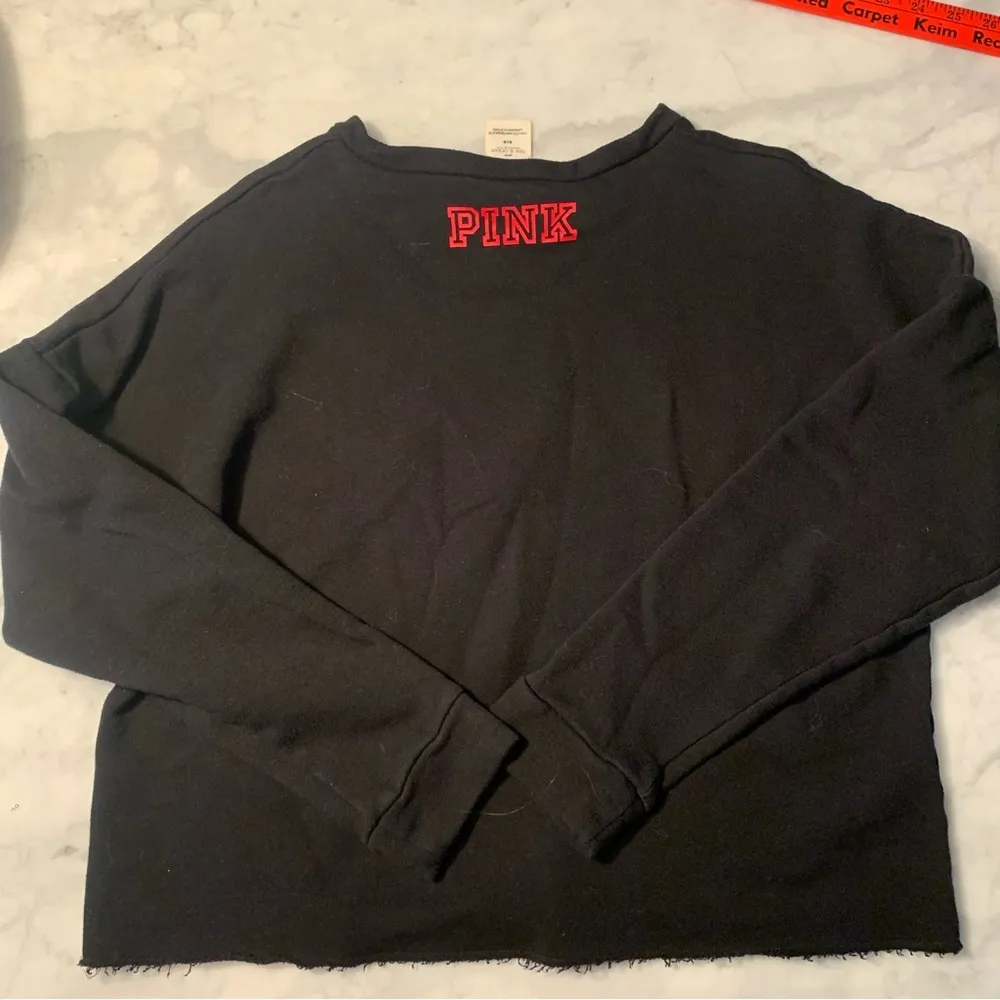 Victorias Secret Pink Cropped Sweatshirt Colligate Series Cards Medium - Image 5