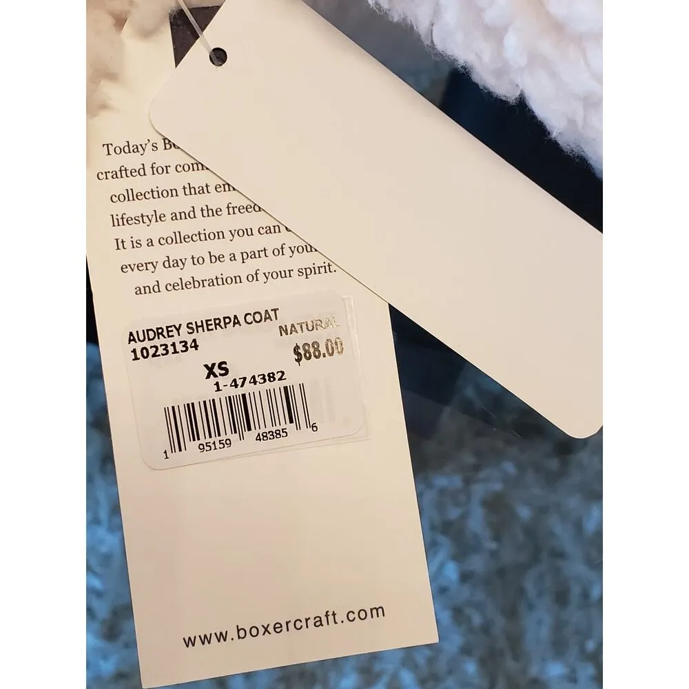 Boxercraft Audrey Coat Womens XS White Sherpa Fleece Shawl Neck Double Breasted - Image 7