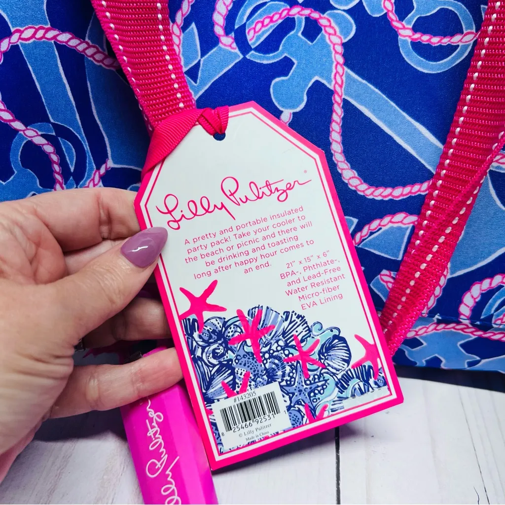 Lilly Pulitzer NWT Insulated Cooler Bag Booze Cruise Anchors Boating w/ Opener - Image 5