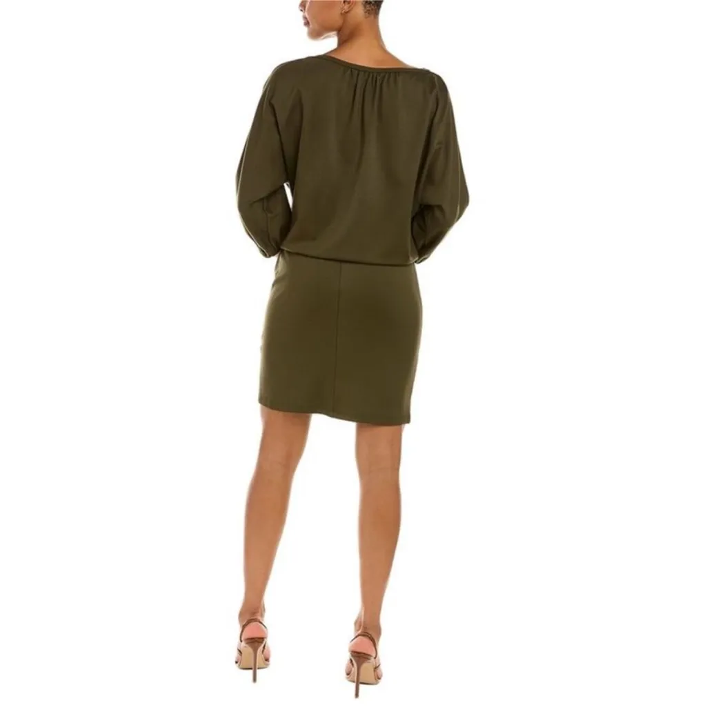 Trina Turk Dark Olive Green Dolman Sleeve Dress Size M - Image 3