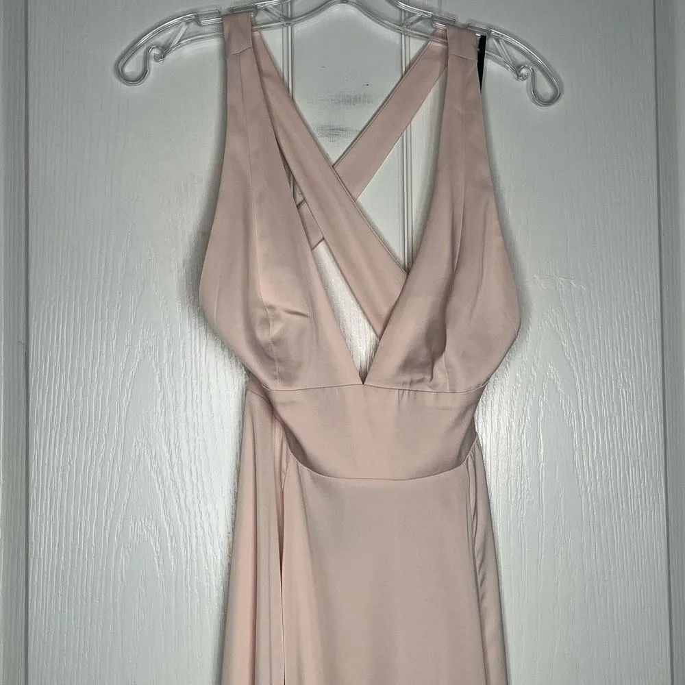Forever 21 Sz M Pink Blush Sleeveless Maxi Dress Cross Back - Image 3