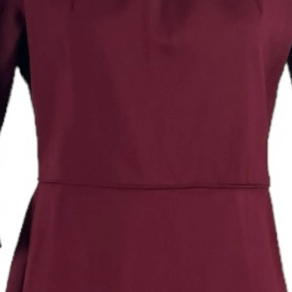 J.Crew Sheath Dress Ponte Knit Bell Sleeves Crew Neck Burgundy Women’s Size 8 - Image 12