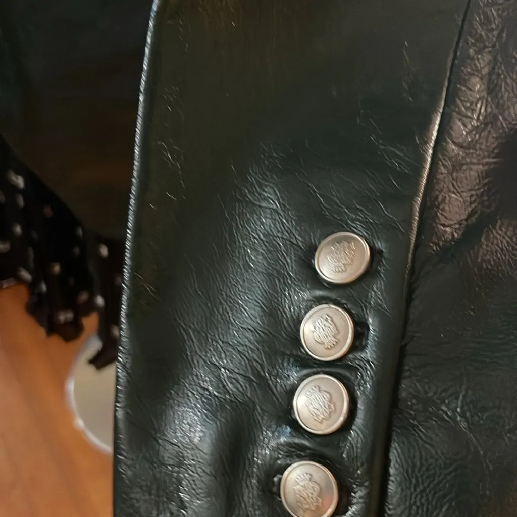 Walter Baker Green Double-Breasted Jacket 100% lamb leather - Image 9