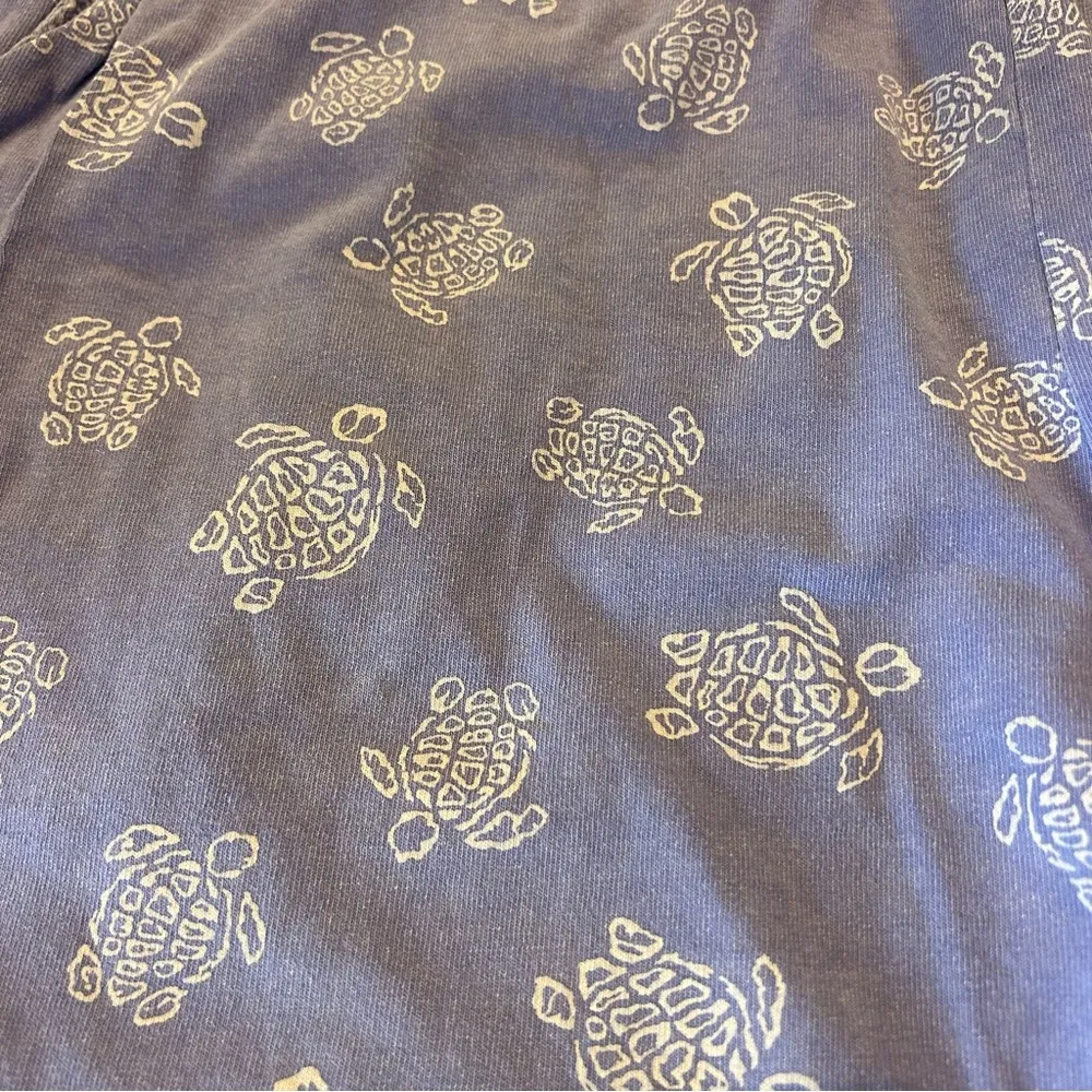 90s Turtle All Over Print Sweat Shorts Gym Workout Pull String Purple XL - Image 2