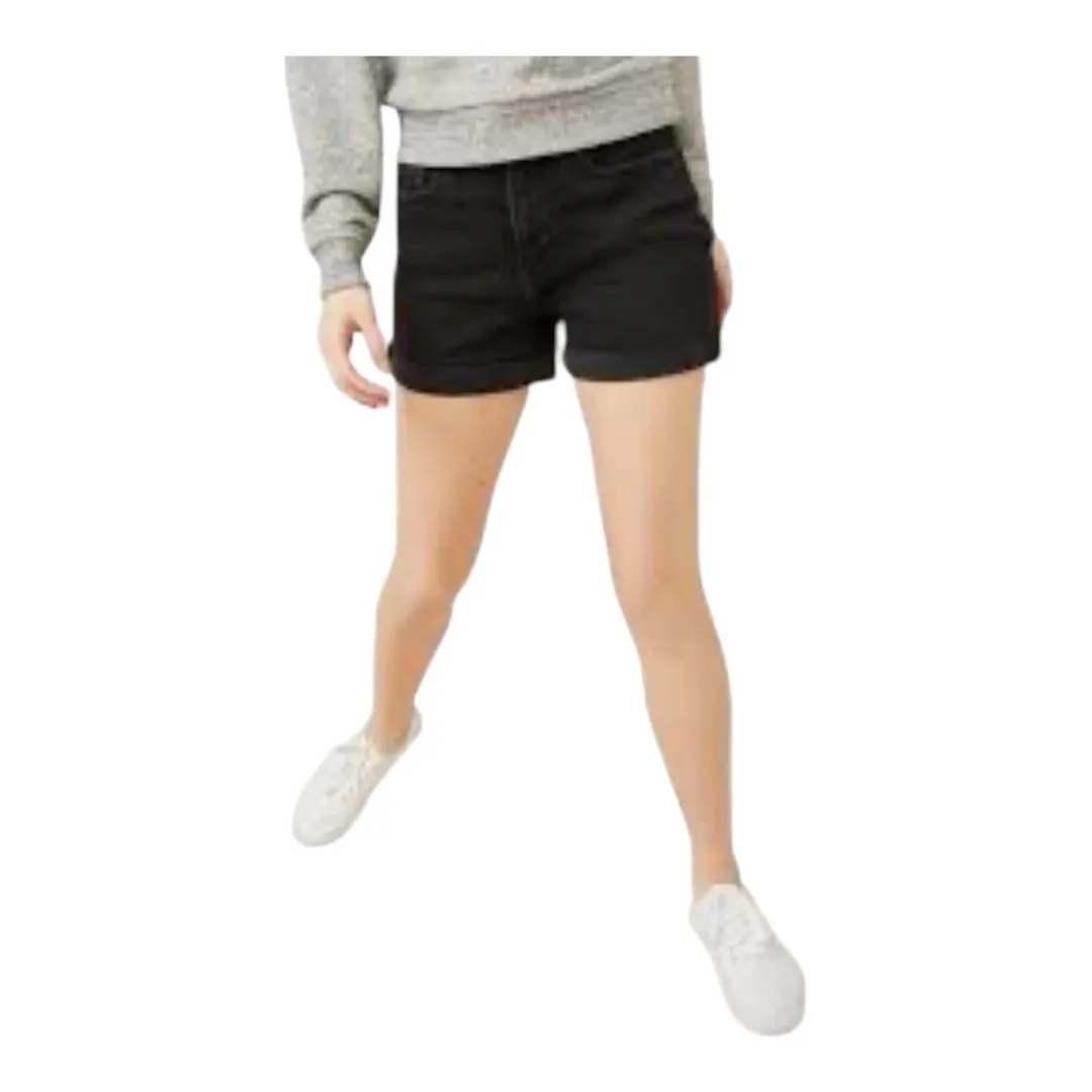 Free Assembly Black Wash Denim Jean Shorts Rolled Cuff Women Size 10‎ - Image 2