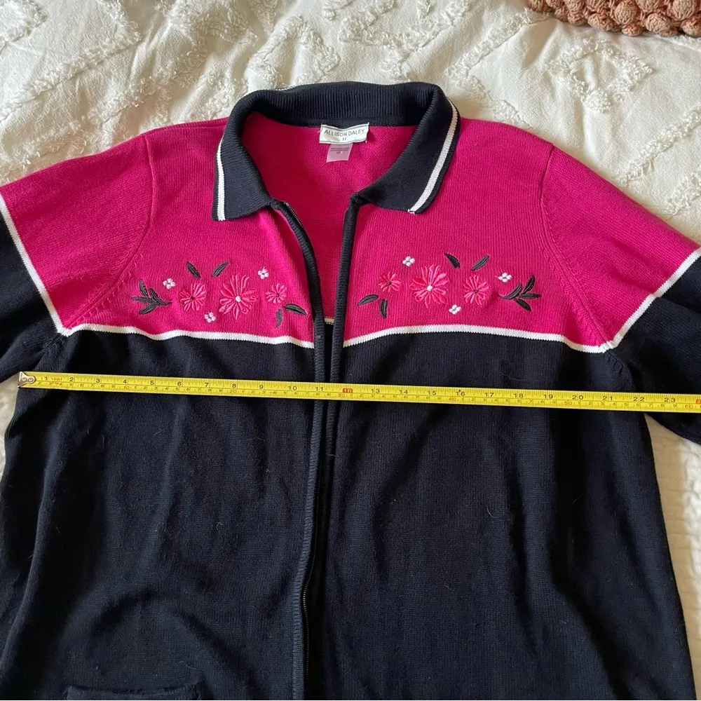 Allison Daley Embroidered zip up grandma sweater - Image 9