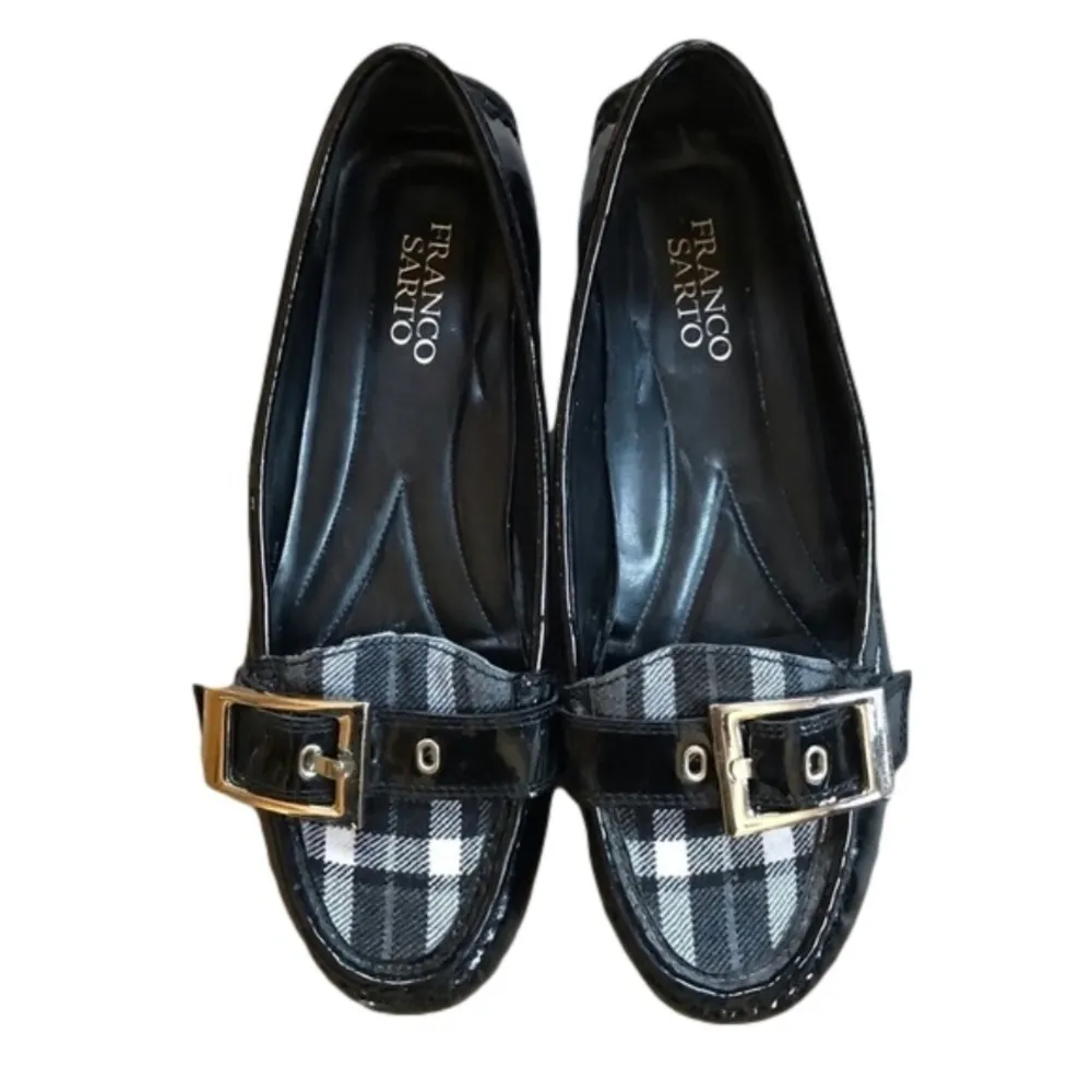 FRANCO Sarto plaid patent leather Shiloh flats size 7.5 - Image 2