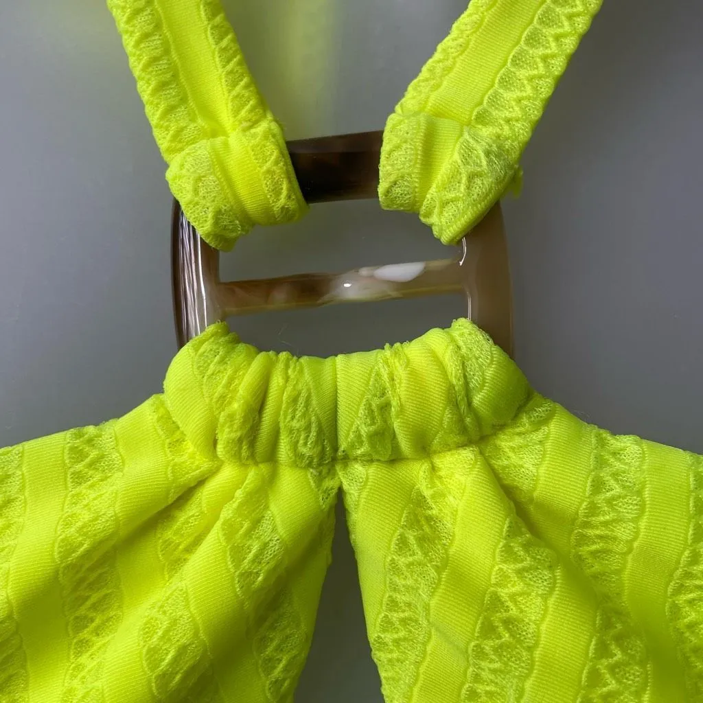 NWT Camila Coelho Sintia Bikini Neon Yellow $166 XS - Image 8