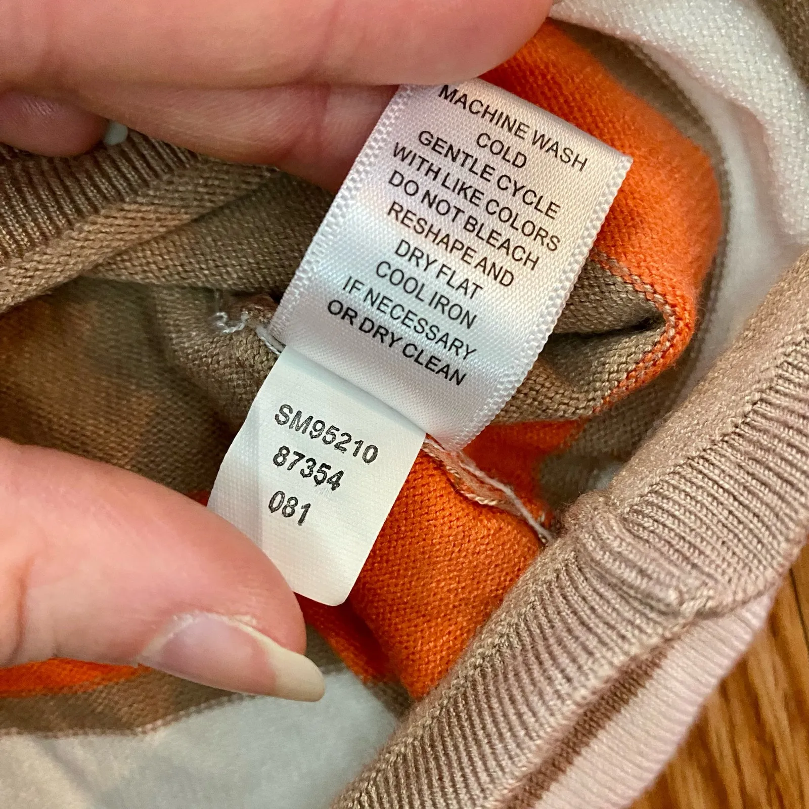 Cupio Tan White Striped Sweater Top Womens Medium - Image 14