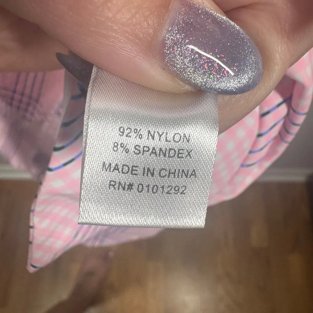 LULU B Dress Women M PINK CHIC NWT ELBOW SLEEVE Plaid UPF 50+ Preppy Summer White Size M - Image 9