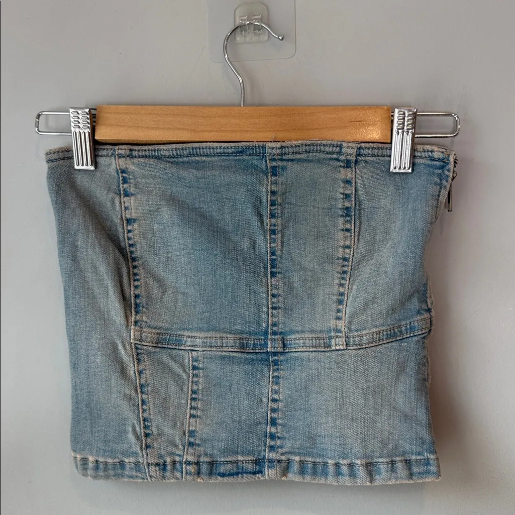 Zara Denim Crop Tube Top Corset - Image 3
