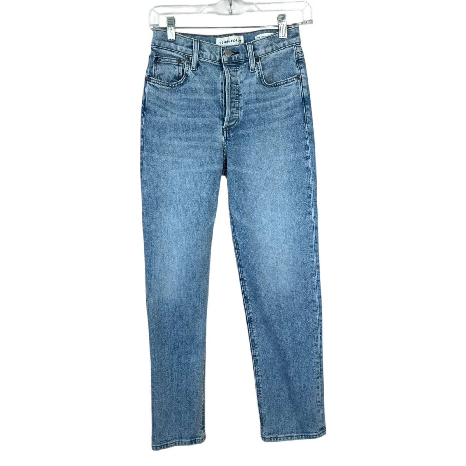 Aritzia DENIM FORUM The Arlo High Rise Straight Long Jeans Size 28L Light Wash - Image 3