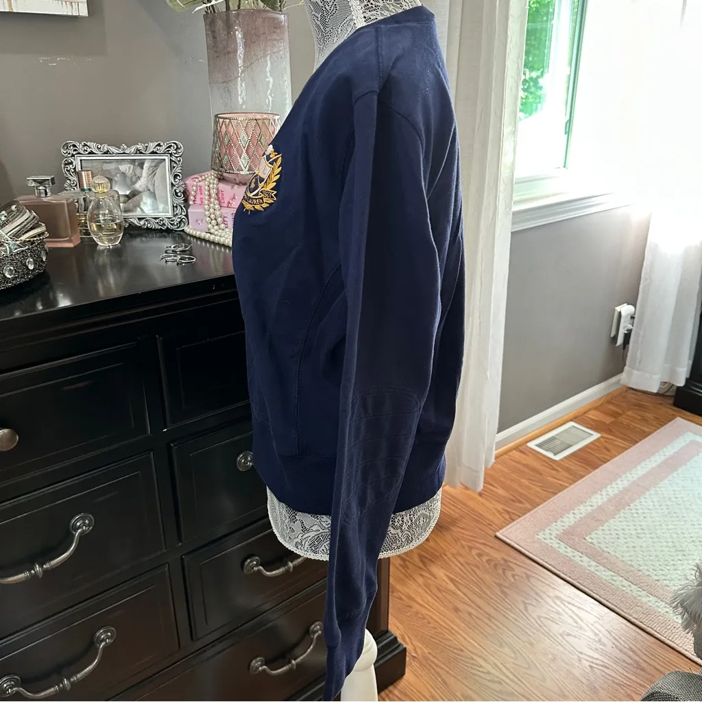 Vintage 90s Ralph Lauren Crest Logo Navy Sweatshirt Collegiate Preppy Crewneck - Image 5