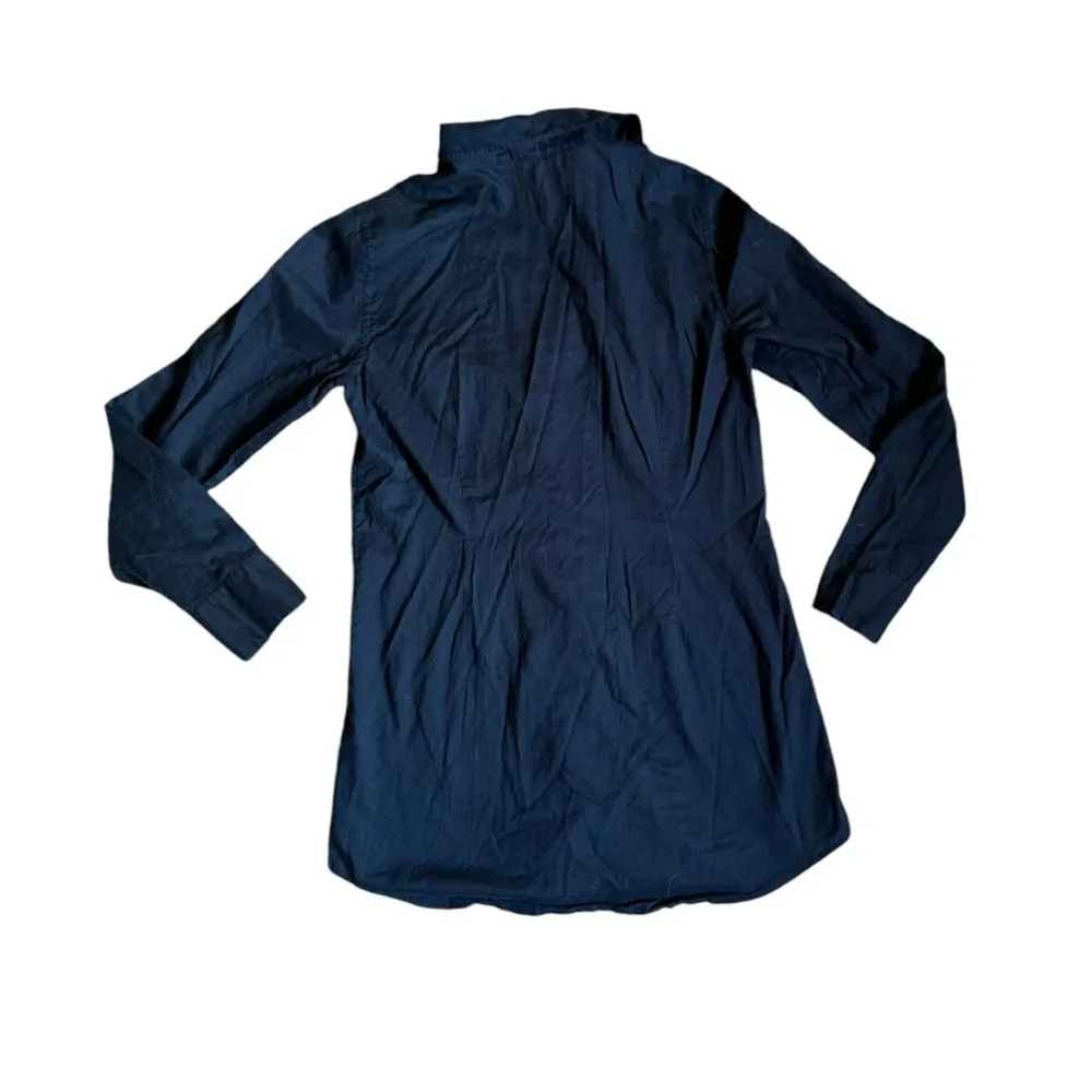 Eileen Fisher Womens Size XS Navy Blue Mandarin Collar Shirt Button Down - Image 3