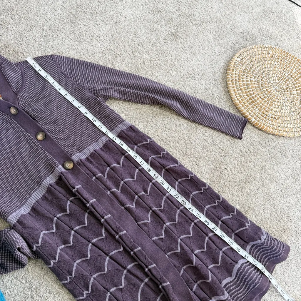 Title Nine Women’s Wool Blend Long Hooded Cardigan Sweater in Stripe Purple L - Image 10