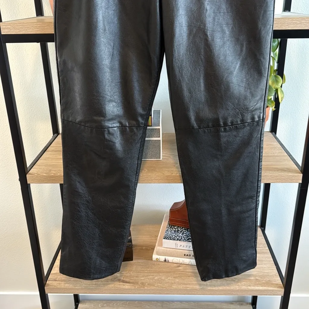 Benard Couture Vintage 100% Genuine Leather High Rise Straight Leg Pants, 10 - Image 3