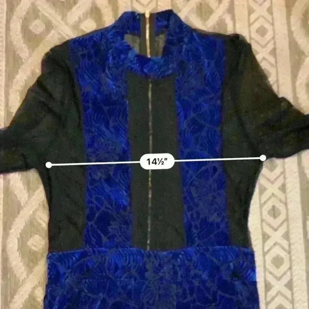 Vintage 80s 90s Glitz Dress Long Sleeve Sheer Velvet Size Small. - Image 12