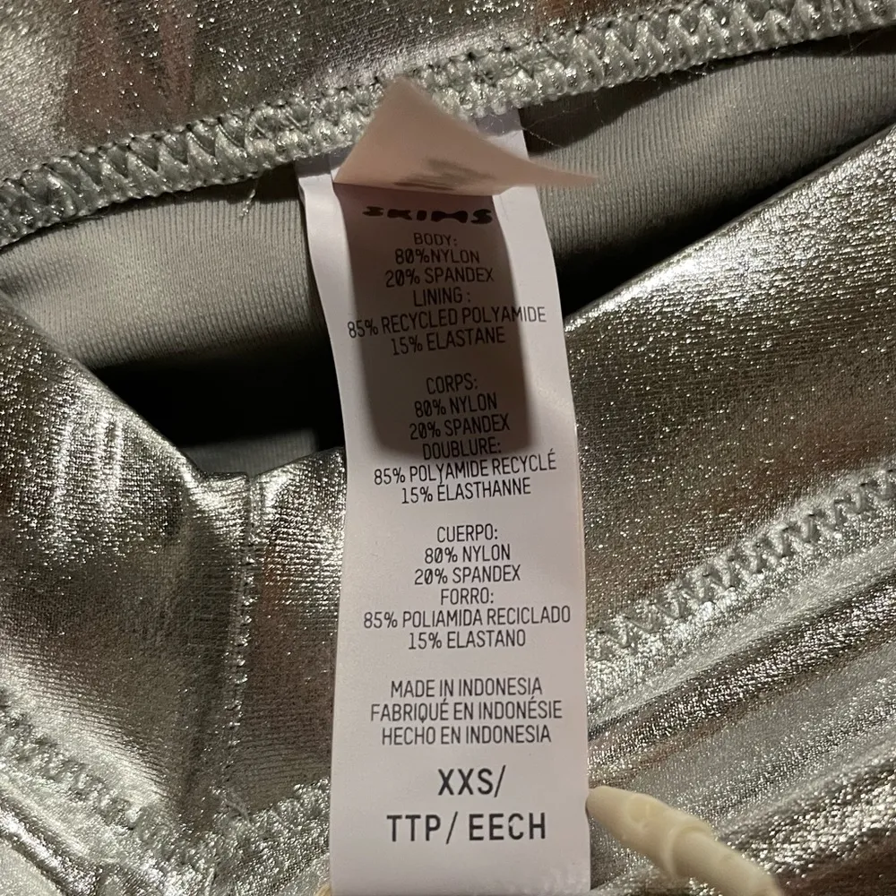 NWT Skims Metallic Swim V Waist Pant Rouched Silver Nickle XXS - Image 6