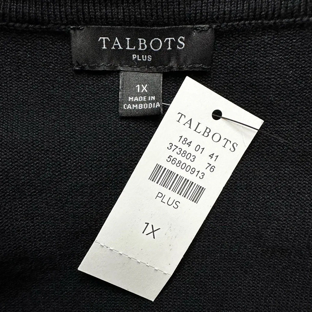 NWT Talbots Lyocell Blend Black Button Down Sweater Cardigan, Size 1X - Image 8