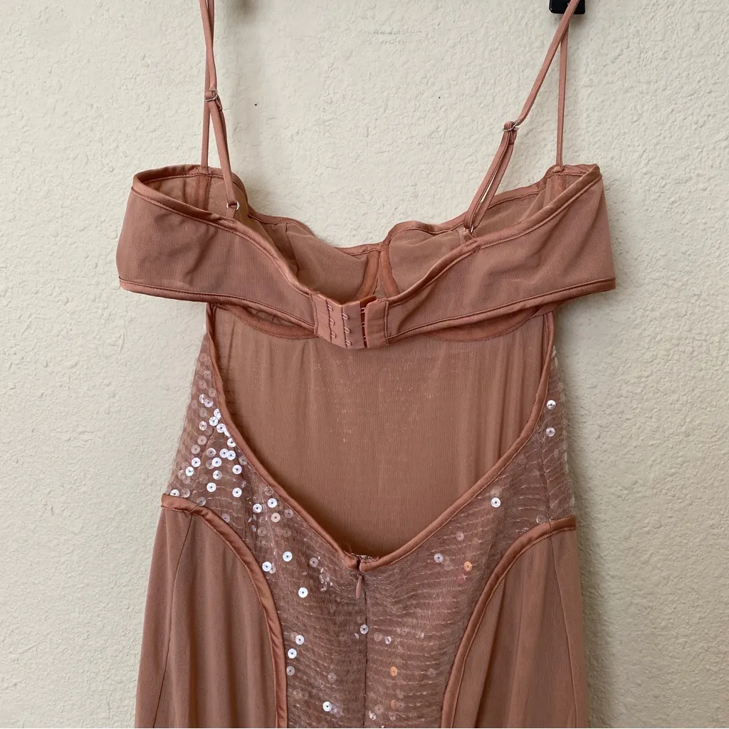 HOUSE OF CB 'Bonita' Cafe‎ Au Lait Sequin Maxi Dress NWOT size L - Image 15