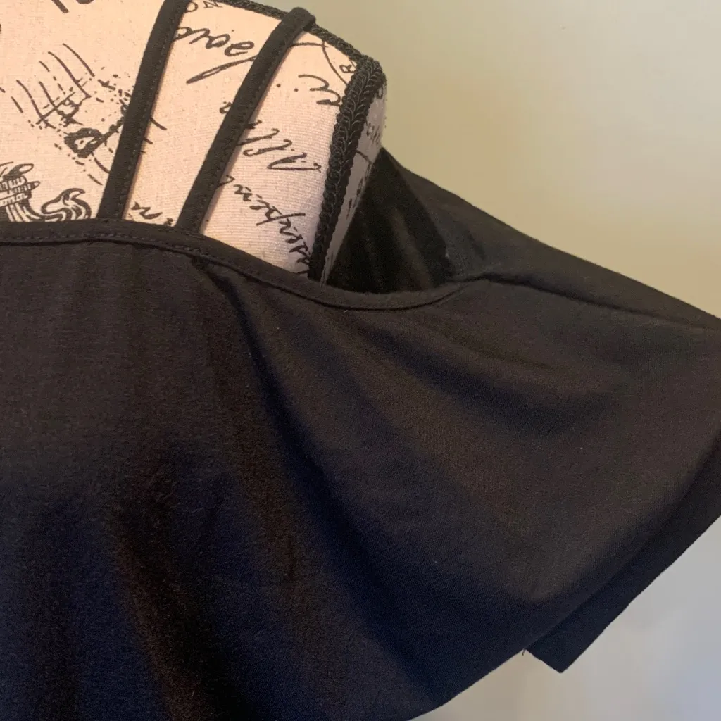 SHEIN Black Casual Asymmetrical Twist Waist Short Sleeve Top Women’s Small - Image 3