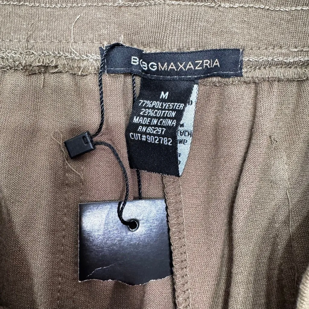 BCBGMaxazria Brown Velour Track Pants Rhinestone Logo Loungewear Athleisure READ - Image 4