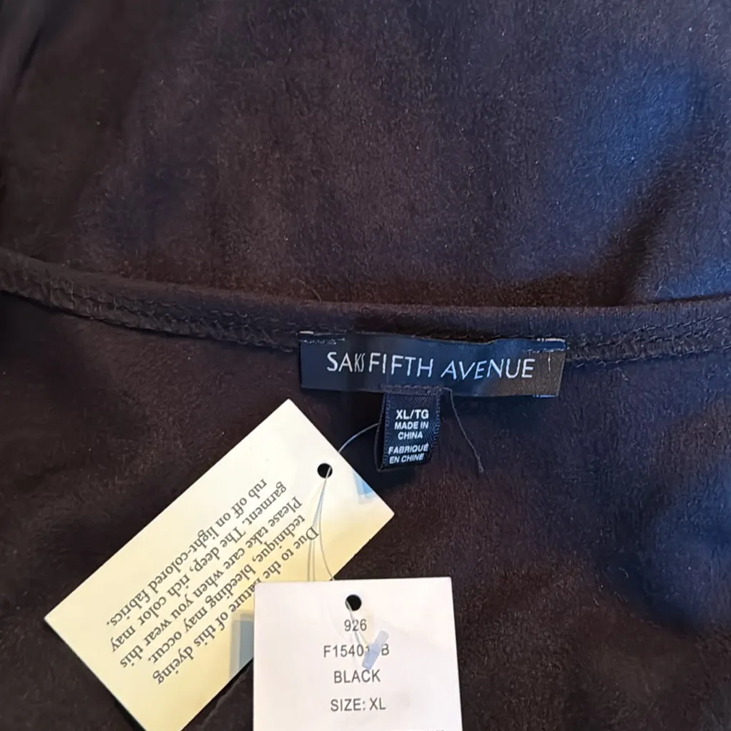 Saks fifth avenue black boho western fringe vest size XL - Image 5