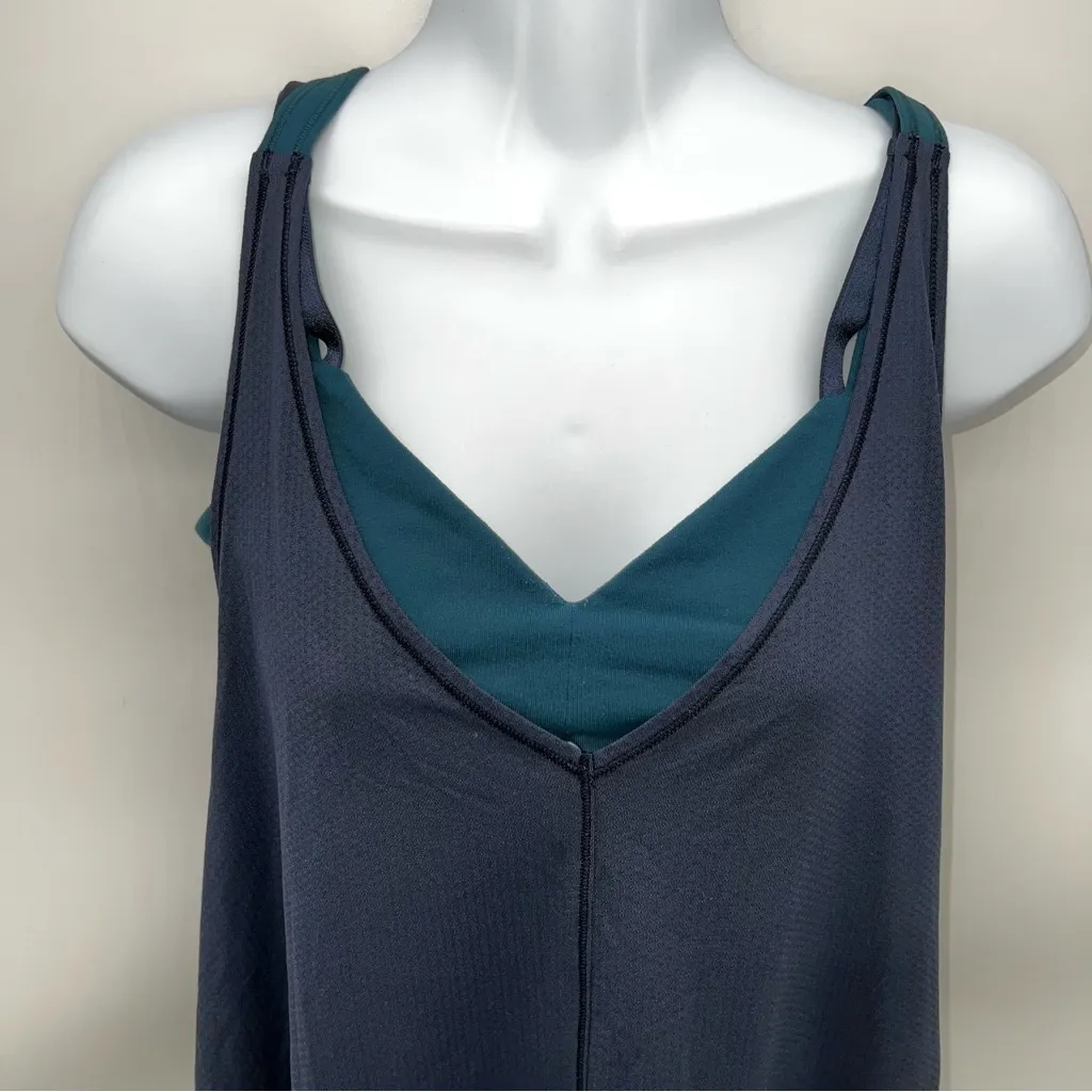Lululemon Athletica Women’s Deep Blue Tank Top w/Teal Built in Bra-Size 8 - Image 2