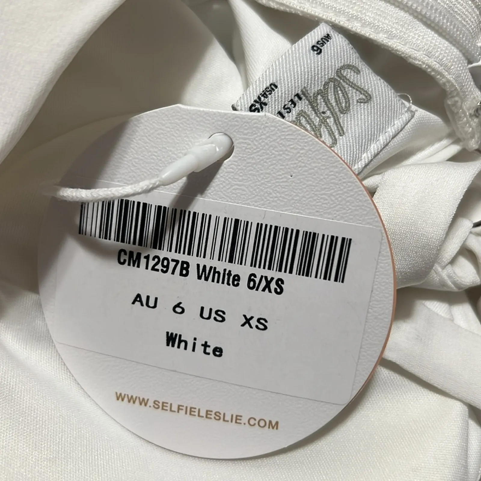 Selfie Leslie Over The Horizon Thick Strap Ruched Midi Dress in White NEW XS - Image 7