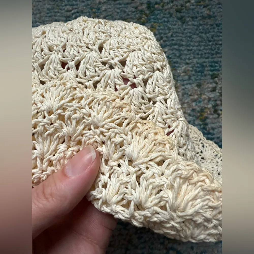 Vintage 90s woven straw natural bucket hat Tan - Image 4