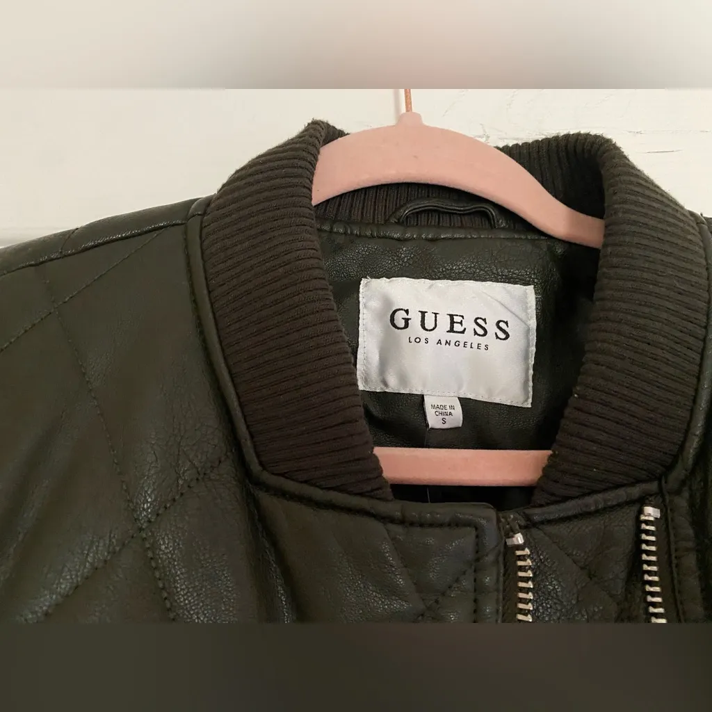 NWT Guess Quilted Bella Bomber Jacket Army Olive Multi Size Small - Image 4