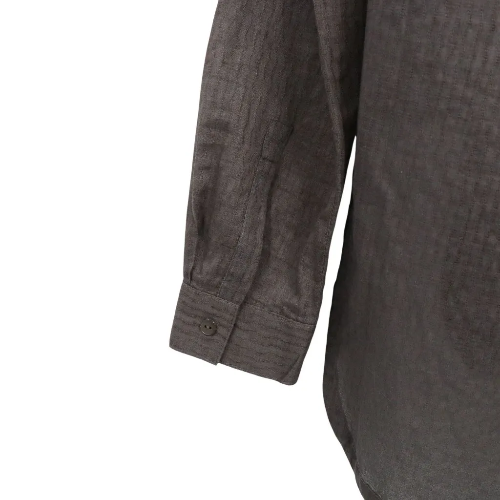 Brochu Walker Collared Top Blouse Shirt Cotton Popover Long Sleeve Gray S - Image 6