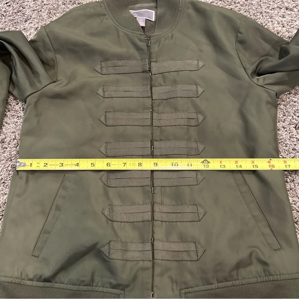 Chelsea28 Olive Green Long Sleeve Vinyl Jacket XXS - Image 9