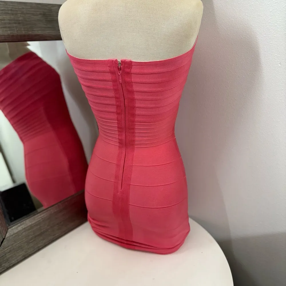 Coral Meilum Bandage dress (Herve lever) bodycon rayon dress Pink Size XS - Image 9