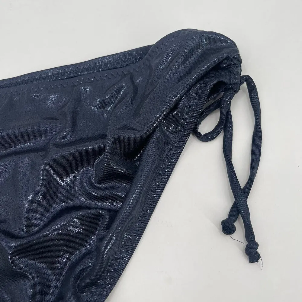 NORMA KAMALI Jason Bikini Bottoms Size Medium NWT True Navy Metallic Side Tie - Image 13