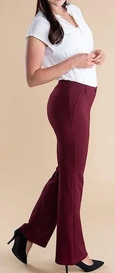 Betabrand Two Pocket Dress Pant Yoga Pant Bootcut Size Medium Long Tall burgundy - Image 1