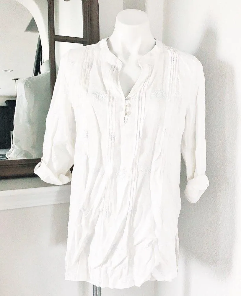 Anthropologie’s Cynthia Rowley Linen Shirt Tunic in White, Size L - Image 2