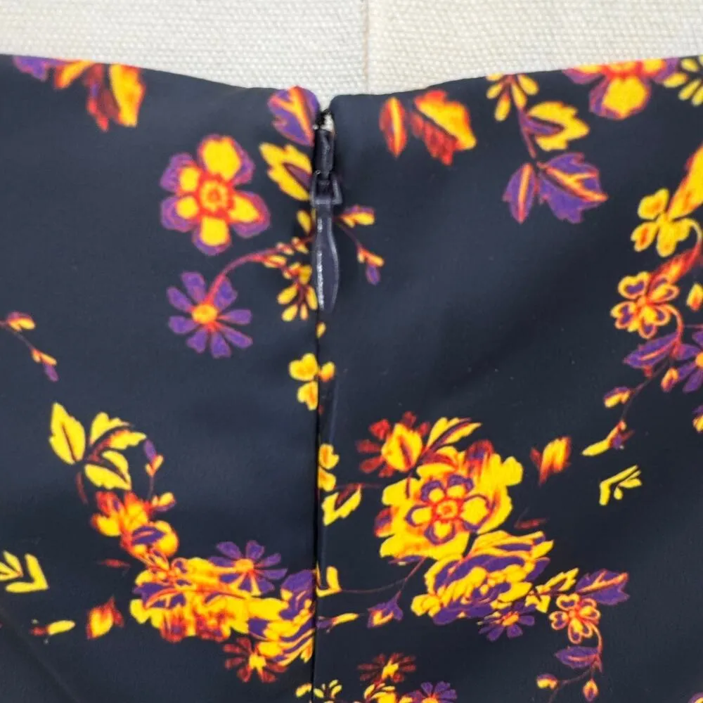 C/MEO Collective mini satin dress large bishop sleeves square neck blue floral - Image 7