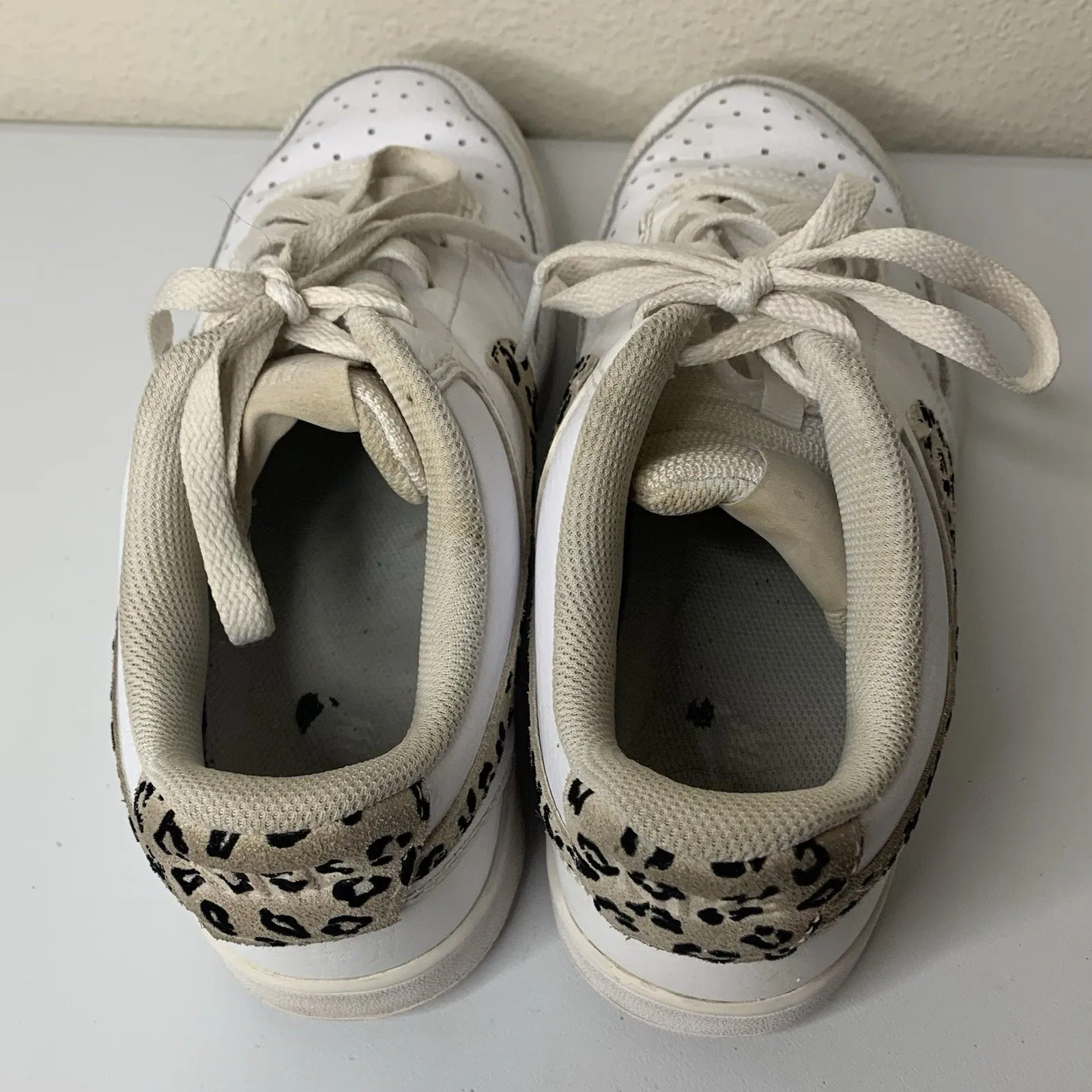 Nike Court Vision Low Womens Sz 9 White Desert Leopard Swoosh Shoes Sneakers - Image 8