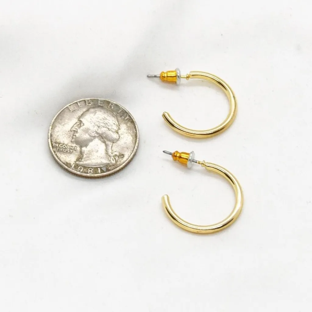 Elaine Thin Mini Gold Hoops - Image 3