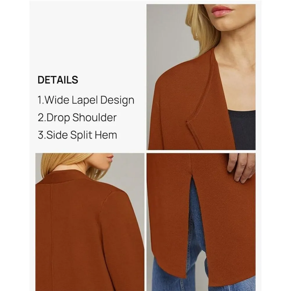 NEW Wool Blend Long Sleeve Cardigan Sweater Lapel Open Front S - Image 4