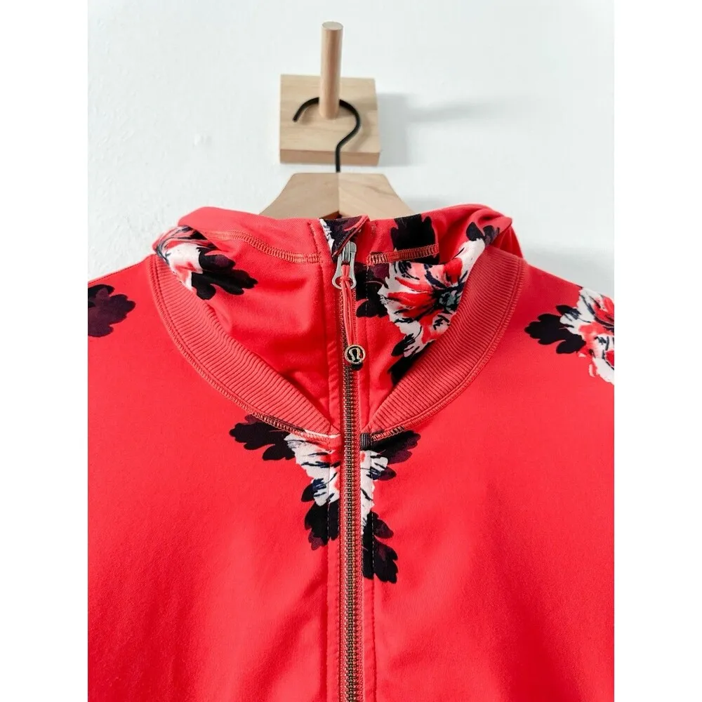 Lululemon Namaskar Hoodie Sweater Atomic Flower Parfait Orange Size 6 Full Zip - Image 7